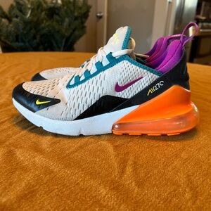 Nike Kids Air Max 270 White and Orange Sneakers Size 6Y